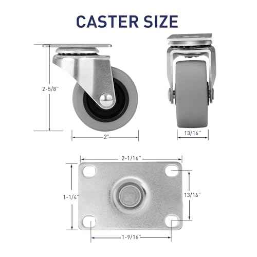 2" Rubber Swivel Casters ? Ultra Quiet & Smooth Rolling, Set of 4-320lbs Load Capacity, Caster Wheels for Cart, Furniture£¨£¨4 Swivel£©£©