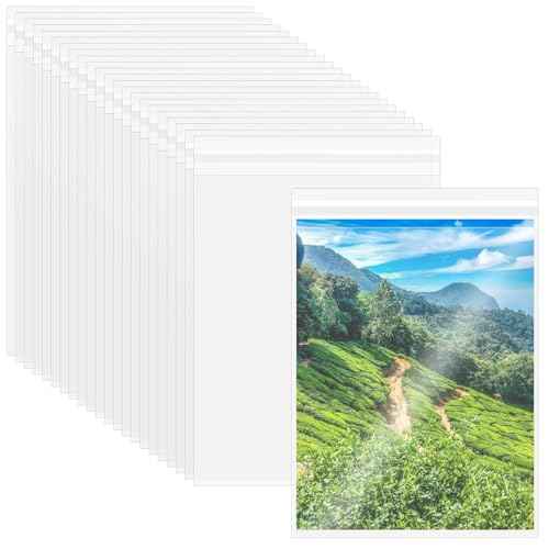 100PCS 8.5 x 11 Inch Cellophane Bags Self Sealing, Resealable Clear Plastic Sleeves for Paper, Artwork, Photo Mats, Comic, Magazine Page Protectors