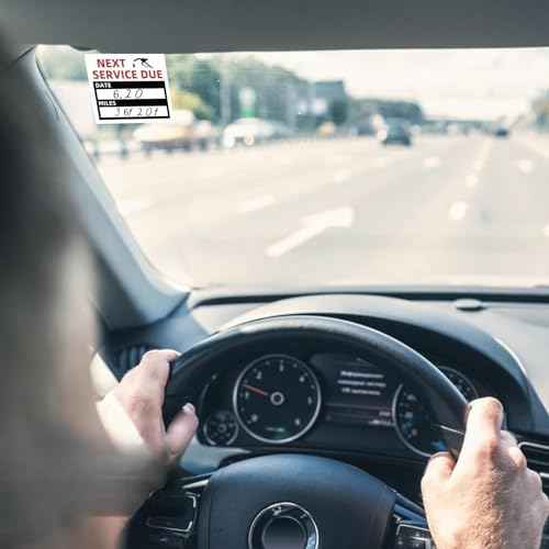 300 Pieces Oil Change Stickers, Service Reminder Labels, Auto Maintenance Service Due Reminder Stickers Labels, 2 x 2 Inch, 1 Roll (Black)