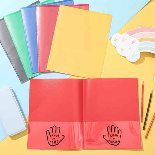 Henoyso 48 Pcs Plastic Parent Teacher Communication Folder with 2 Pockets Take Home Folders with Clear Heavy Duty Pocket Fit Letter Size for School Students Teacher Home, 11.8¡¿9.45 Inch(Red)