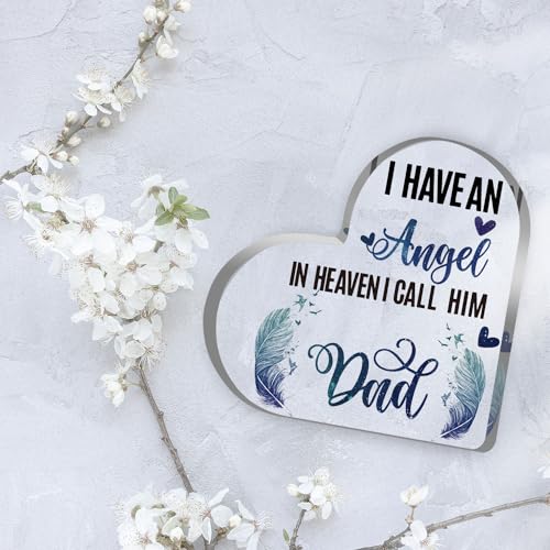 Dad Angel Sympathy Memorial Gift Heart Acrylic Paperweight - Loss Remembrance Keepsake