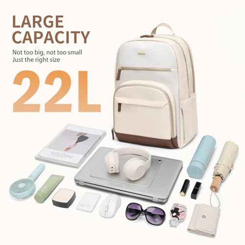 TENSTAR Laptop Backpack for Women, Computer Backpack Fit 16 Inch Notebook, Large Capacity College Backpack Bookbag Casual Daypack for Travel, Apricot