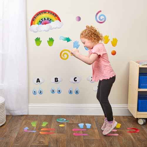 Really Good Stuff Rainbow Sensory Path Decals for Floor & Wall - Deluxe Sensory Kit (159 Decals) - Rainbow Stickers for Classroom - Teacher Essentials and Must Haves.