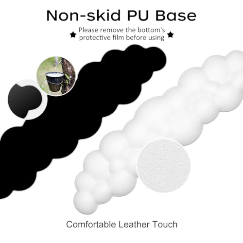 JIKIOU White Cloud Leather Wrist Rest for Keyboard & Mouse + Cup Pad - Ergonomic Support