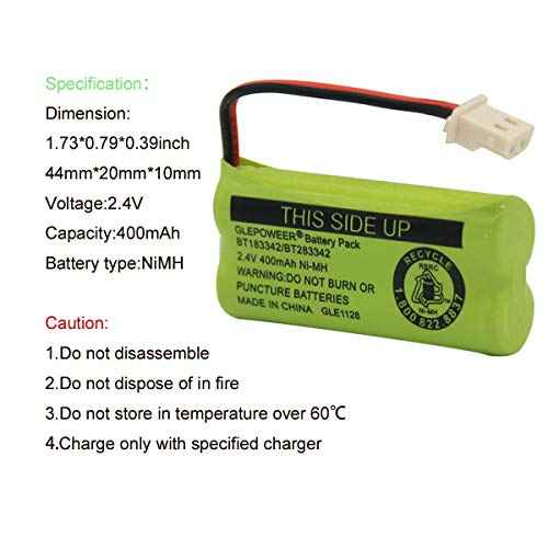BT183342 BT283342 BT166342 BT266342 BT162342 BT262342 Battery Compatible with CS6114 CS6419 CS6719 EL52300 CL80111 Cordless Handset Phone (Pack of 2)