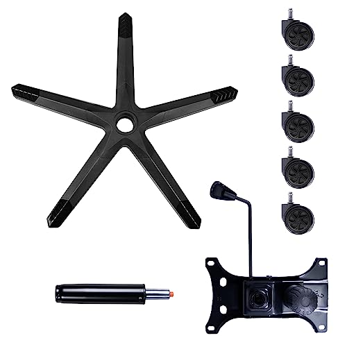 Frassie 28" Gaming Chair Base Replacement Set with Plate, Cylinder & Wheels - Black