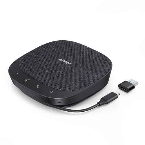 Anker PowerConf S330 USB Speakerphone, Conference Microphone for Home Office, Smart Voice Enhancement, Plug and Play, 360¡Æ Voice Coverage, Powerful Sound, Desktop PC Speaker, Online Meetings