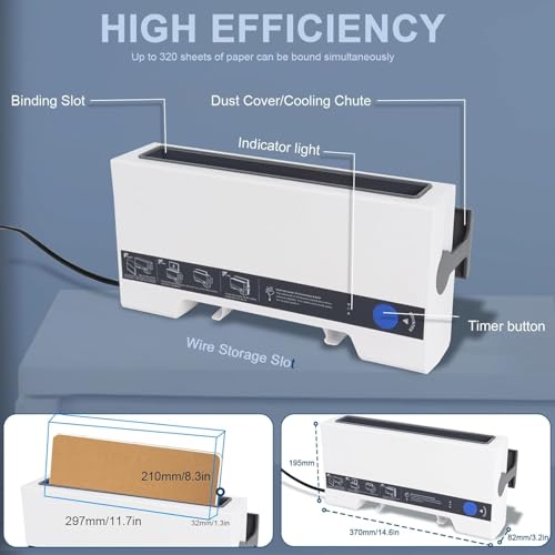 Thermal Cinch Binding Machine 110V 280 Sheets Book Binding Machine with 10 Letter Size Envelopes