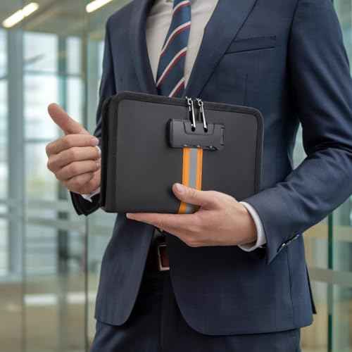 Fireproof Money Bag,Money Bag with Lock and Zipper,Safe Fireproof Waterproof,Suitable for Cash, Mobile Phones, Keys, Credit Cards