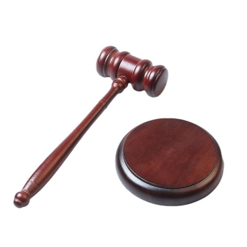Judge Gavel and Sound Block Set - Handcrafted Wooden Legal Desk Decor