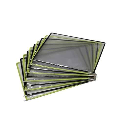 Tarifold Wall Mount Reference System with 10 Double-Sided Green & Black-Framed Display Pockets - 20 Sheet Capacity - Letter-Size (WBL291)