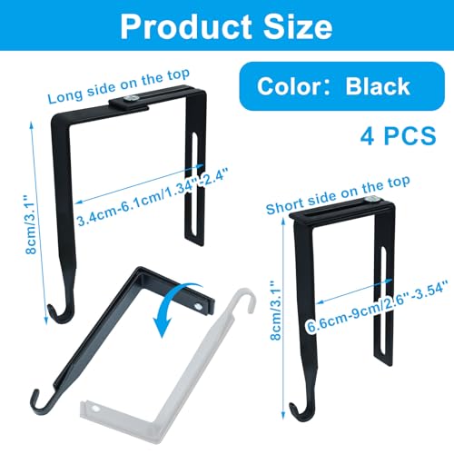 Vibedor 4 Pack Adjustable Cubicle Hangers Black Fits 1-3/8" to 3-1/2" Thick Partitions