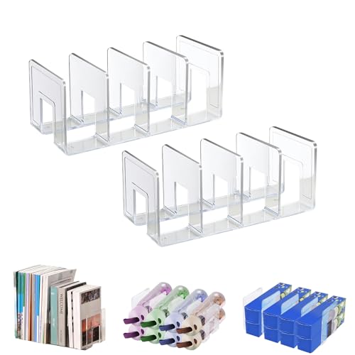 Marte Vanci 2 Pack Clear Acrylic File Sorter, 4-Compartment Desk Organizer