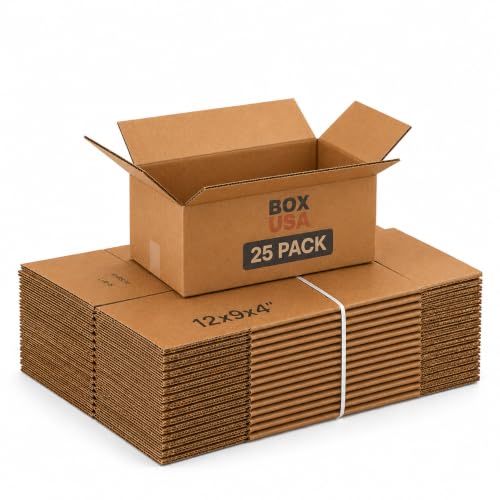 12x9x4 Inch Medium Shipping Boxes 25-Pack - Corrugated Cardboard for Moving & Mailing
