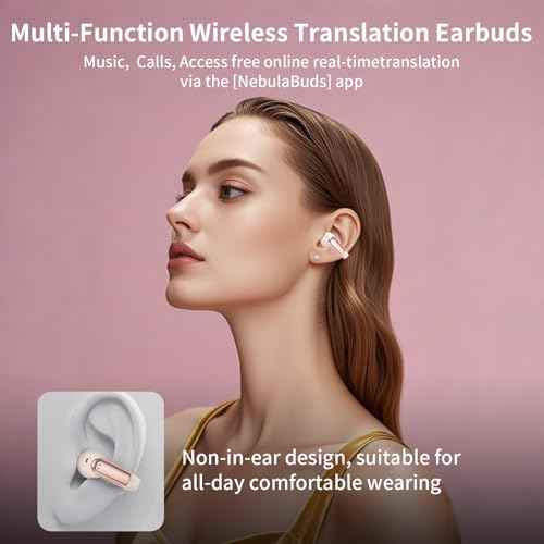 AI Translation Earbuds Powered by ChatGPT, Real Time 3-in-1 Free-Clip AI Translator Earbuds(165+ Languages)Intelligent Noise Reduction Language Translator Earphones for International Travel (Rosegold)
