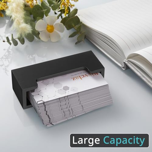 Bivvclaz Black Wooden Business Card Holder - Small Desk Organizer for Office & Exhibitions