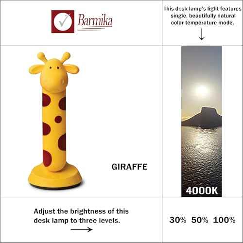 Fun Desk Lamp for Kids, Dimmable, Bright LED Study Light for Desk, Cute Giraffe Lamp for Kids Room Decor, Back to School Supplies, Funny Gift Idea for Boys, Girls, Teens, Yellow