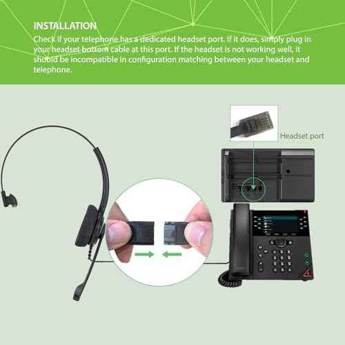IPD Phone Headset for Office and Call Center Wired QD to RJ9 IPH-210 monaural-Compatible with with-Comapatible with Cisco landline Phones-7800/7900/8800/6945 Series