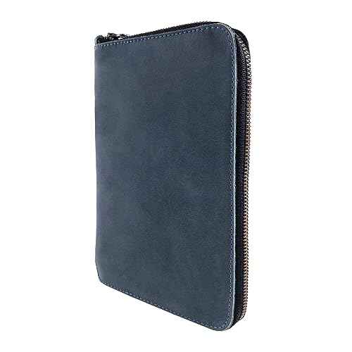 Hide & Drink, Zippered Journal Cover for Moleskine Notebook, L Size (5 x 8.25 in. Notebook NOT Included) Full Grain Leather, Handmade, Slate Blue