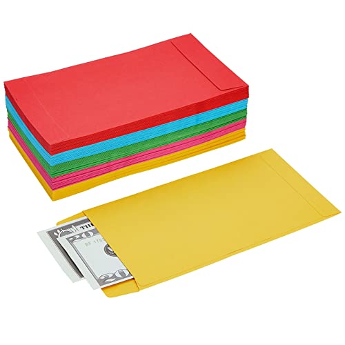 Multicolors 4 x 7 Inch Colorful Money Envelopes for Cash & Savings - 100 Pack