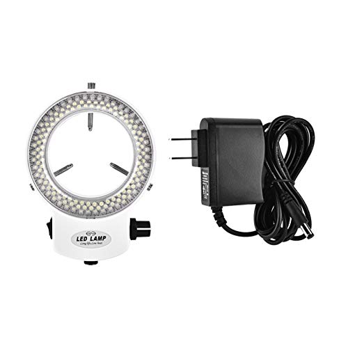 Adjustable LED Ring Light for Microscope & Camera - 144 Brightness LEDs, White/Black
