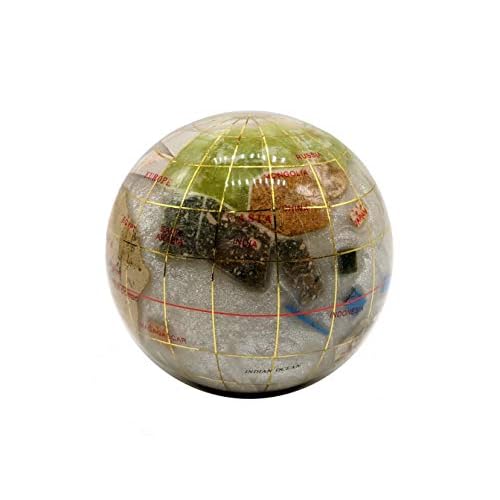 Unique Art 3-Inch Pearl Swirl Ocean Gemstone World Globe Paper Weight