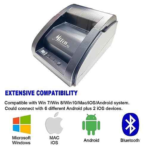 MRBOSS 2¡° 58mm POS Cash Register Portable Thermal Receipt Printer with High Speed Printing USB+Bluetooth Interface for Supermarket Restaurant Retail Sales Kitchen Support Windows Android MAC