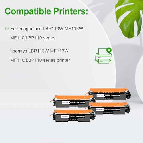 crg047 Compatible Toner Cartridges for Canon 047 crg-047 for Canon Imageclass LBP113W MF113W MF110 LBP110 Series, i-sensys LBP113W MF113W MF110 LBP110 Series Printer (Black, 4-Pack)