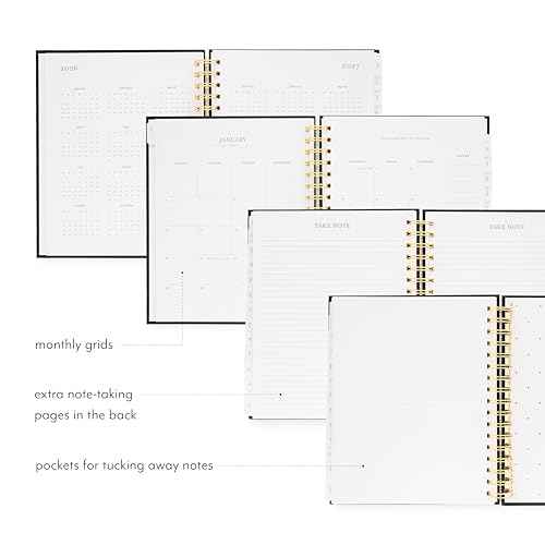 Sugar Paper 2026 Signature Spiral Planner, Weekly and Monthly, January to December, 7.5" x 9.25", Calendar for Women, Matte Paper Hardcover, Spiral Bound, Pocket for Storage,12 Month, Blush