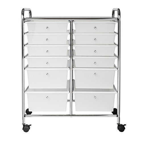 Honey-Can-Do Rolling Craft Storage Cart, Clear 12-Drawer