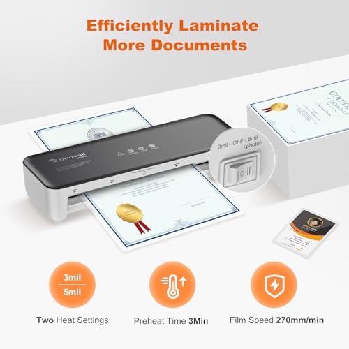 Bonsaii 9 Inch Laminator Machine Grey with 50 Laminating Sheets - Jam-Free