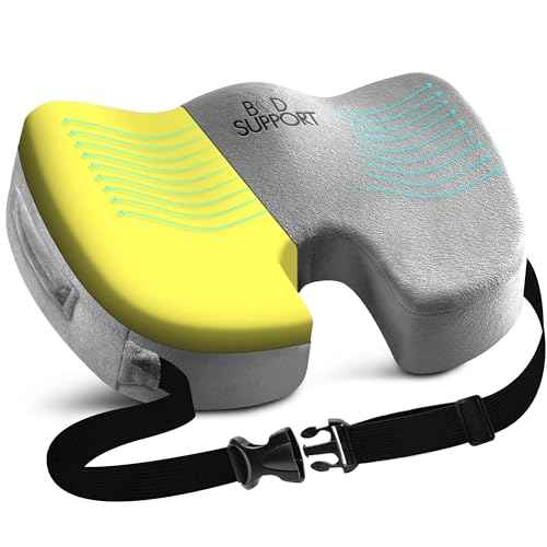 Seat Cushion with Straps - Seat Cushions for Office Chairs, Car Seat Cushion for Tailbone Pain Relief Cushion Design to Relieve Sciatica Coccyx Design from Prolonged Sitting (Grey)