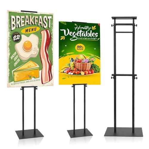 Poster Stand - Heavy Duty Poster Board Stand, Double-Sided Display for Board & Foam Sign, Floor Sign Holder Stand with Base, Adjustable Height Up to 78 inches for Wedding Restaurant Business (1 Pack)
