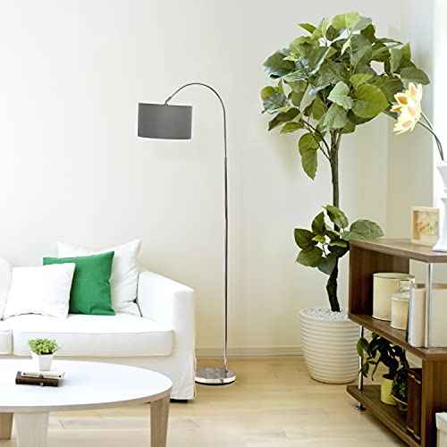 Simple Designs LF2005-GRY-LB 66" Modern Brushed Nickel Arched Floor Lamp with Gray Shade for Living Room, Hallway, Entryway, Bedroom, Office, with Feit LED Bulb Included