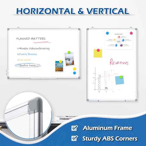 DOLLAR BOSS Dry Erase Whiteboard, 30 x 20 Inch Double-Sided Magnetic White Board for Wall Silver Aluminum Frame for Office School Home with 8 Magnets 4 Markers 1 Eraser 1 Detachable Pen Tray