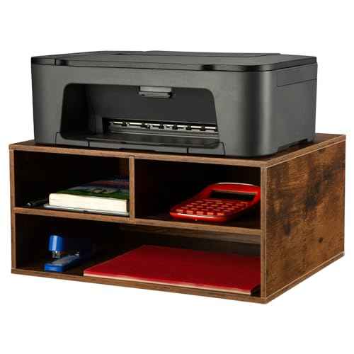 EMERIT Printer Stand Shelf with Storage Wood Desk Paper Organzier for Home/Office,Printer Riser, 2 Tire