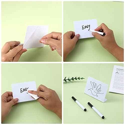 AIEX 12pcs 4x3inch Small Chalkboard Message Sign, Small Chalkboard Signs with 2pcs Erasable Marker Pen, Food Labels for Party Buffet Wedding Birthday Baby Shower (White)