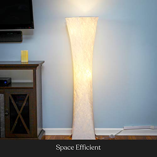 Brightech Harmony Contemporary Lamp for Boho Living Rooms & Offices, LED Floor Lamp for Bedrooms, Tall Lamp with Heavy Base, Mid-Century Modern Standing Lamp for Great Living Room D?cor ? White Shade