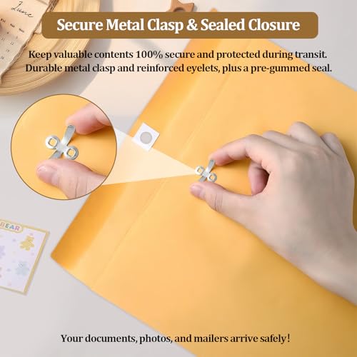 Smrtcol 12-Pack Kraft Paper Clasp Envelopes with Metal Closures, 3 Sizes for Shipping & Office