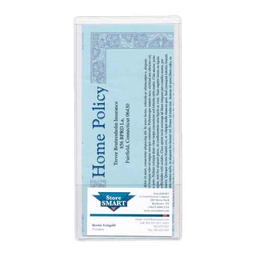StoreSMART - Brochure Holder with Business Card Pocket - Clear Vinyl Plastic - 25 Pack - 8 3/4" x 4" - RE9414-25
