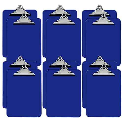 Better Office Products Blue Plastic Clipboards, 12 Pack, Durable, 12.5 x 9 Inch, Standard Metal Clip, Blue, Set of 12