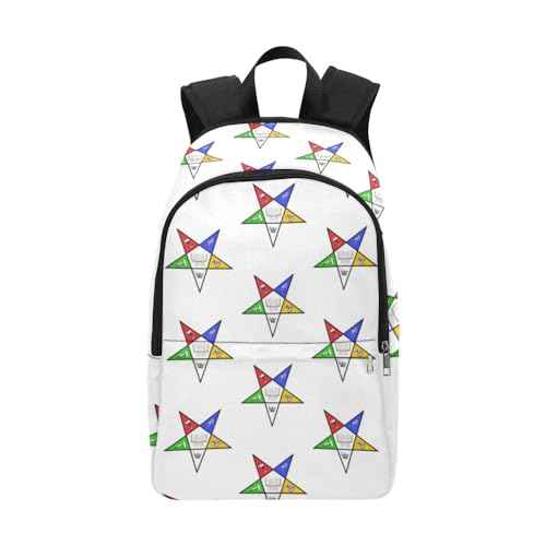 Generic OES Backpack Order of Eastern Star Print Travel Backpack, suitable for travel trips, sessions, business or for work (White OES logo back pack), Large Adult Size