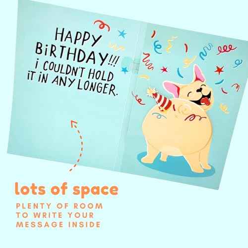Farting Dog Birthday Card - Funny Birthday Card for Men Women Kids - Farting French Bulldog Meme Sound and Shaking Dog Motion Bday Greeting Cards 5.25 x 8.18 Inch