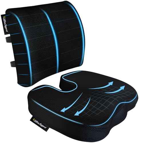 Seat Cushion &Office Chair Cushion,Lumbar Support Pillow for Office Chair,Ergonomic Memory Foam Non-Slip Office Chair Cushion,Back Support Cushions for Tailbone&Sciatica Pain Relief Black
