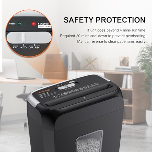 Bonsaii Cross Cut Paper Shredder 6-Sheets 3.4 Gal Bin Black Gray for Home Office