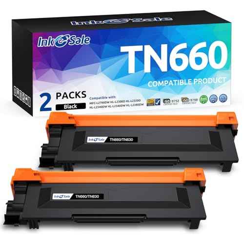 INK E-SALE Compatible Toner Cartridge Replacement for Brother TN660 TN630 use for MFC-L2700DW HL-L2340DW HL-L2300D HL-L2380DW DCP-L2540DW DCP-L2520DW MFC-L2740DW MFC-L2720DW (2 Pack Black, Design V3)
