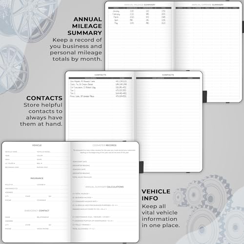 Clever Fox Auto Mileage Log Book, A5 (5.8x8.3in) Black, Pack of 2 – 1,674 Entries