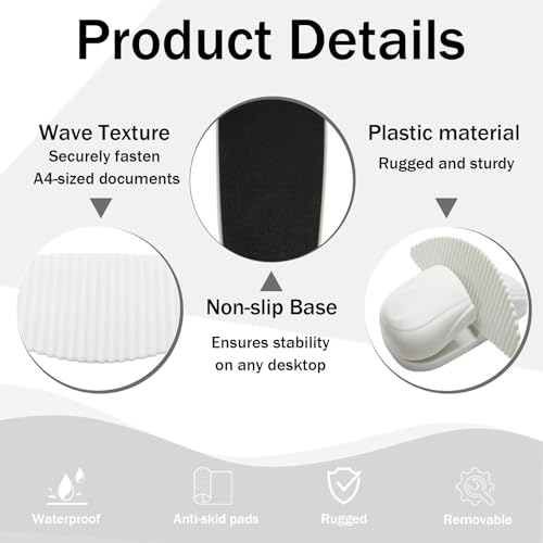Divguf White Portable Paper Holder for Typing Desk Document Stand with Clip