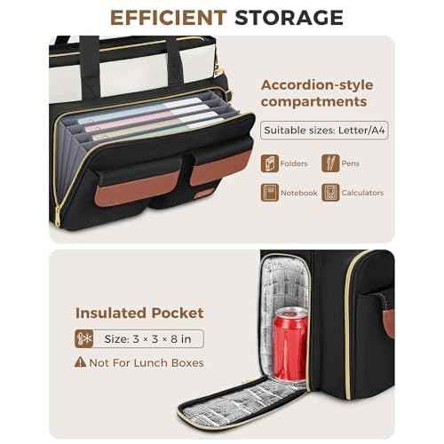 Ytonet Teacher Bag for Women, 15.6 Inch Laptop Tote Bag with Laptop Protective & Accordion File Pockets, Work Bags for Women Nurse Bags Professional Briefcase for Office, Business, College, Nursing