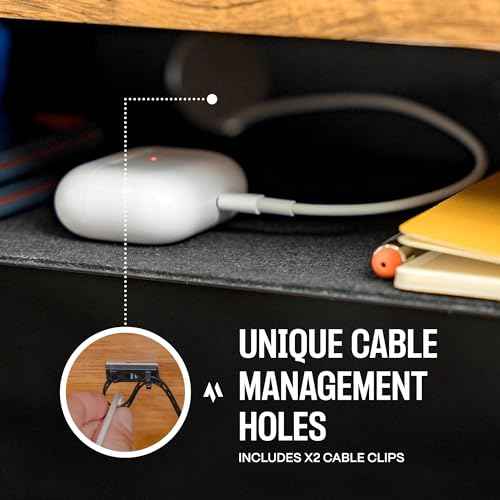 Under Desk Storage Shelf - Carbon Steel Under Desk Tray with Cable Management, Mountable Add-On Shelf for Table & Office Desks (13" x 8" x 2.8")